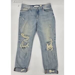 Eunina “Frankie” Mid-Rise Distressed Boyfriend Jeans – Size 9